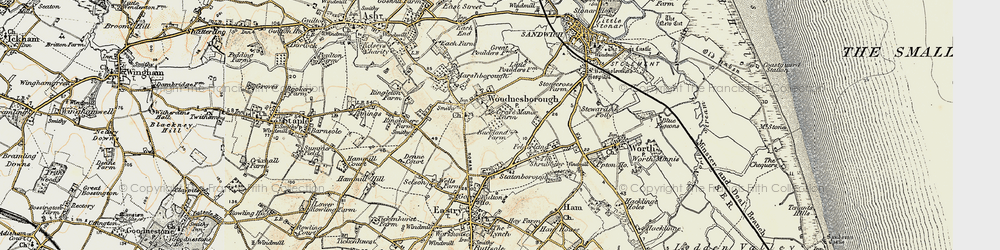 Old map of Woodnesborough in 1898-1899