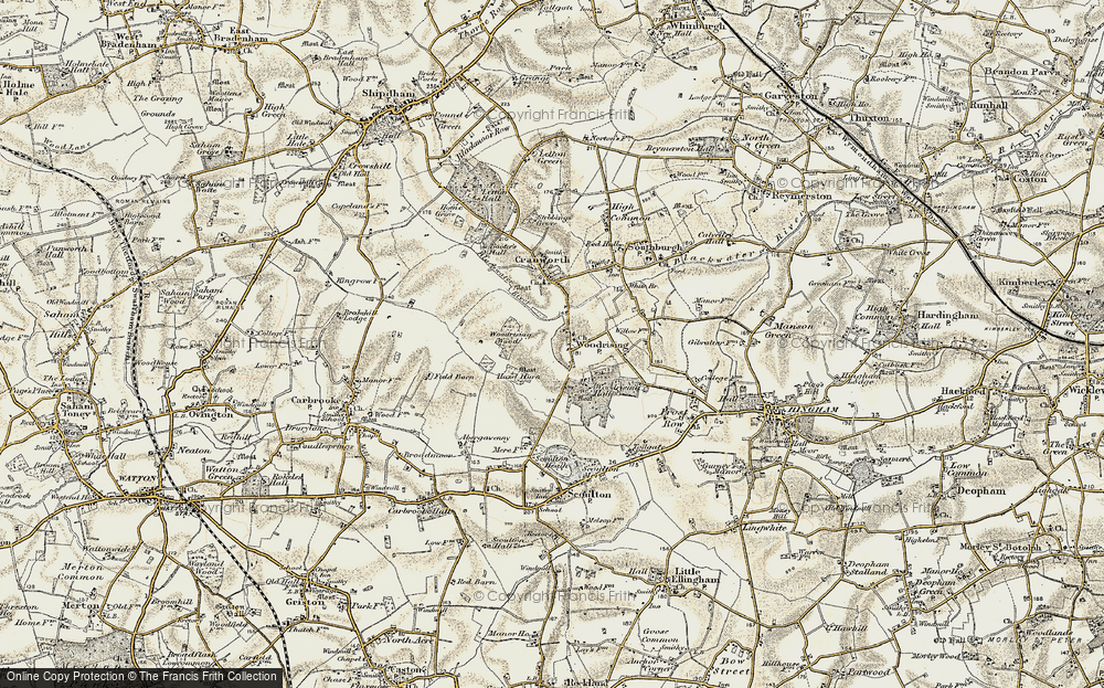 Old Map of Woodrising, 1901-1902 in 1901-1902
