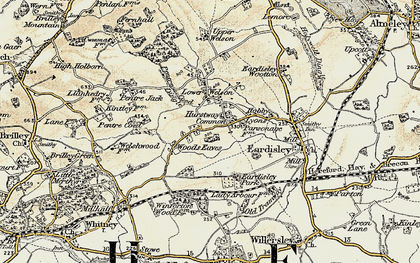 Old map of Woods Eaves in 1900-1901