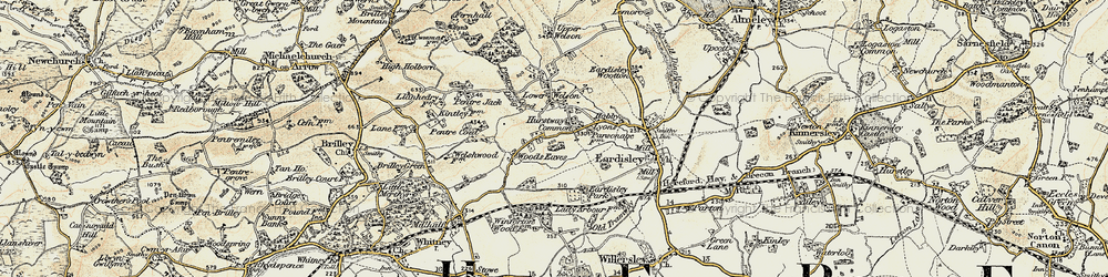 Old map of Woods Eaves in 1900-1901