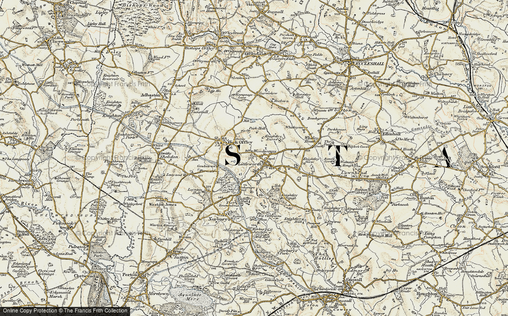 Old Map of Woodseaves, 1902 in 1902
