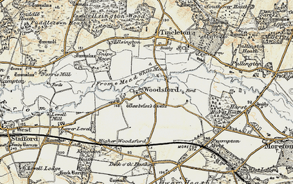 Old map of Woodsford in 1899-1909