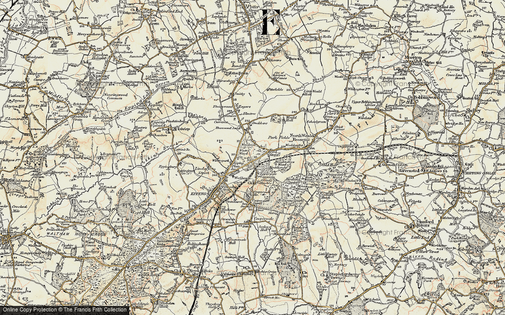 Old Map of Historic Map covering Woodlands in 1897-1898