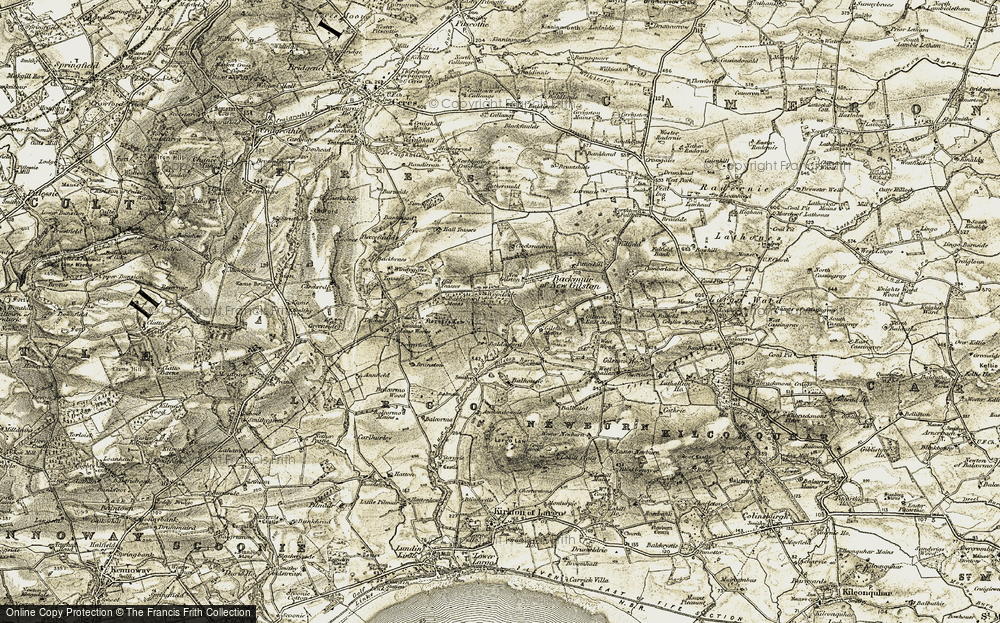 Old Map of Historic Map covering Boghall Burn in 1906-1908