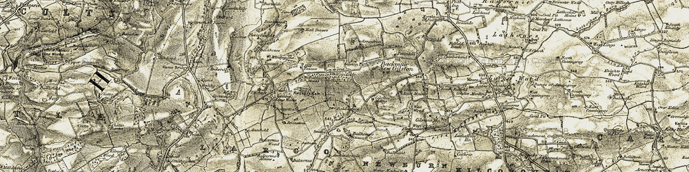 Old map of Boghall Burn in 1906-1908