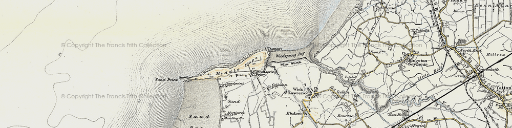 Old map of Woodspring Bay in 1899