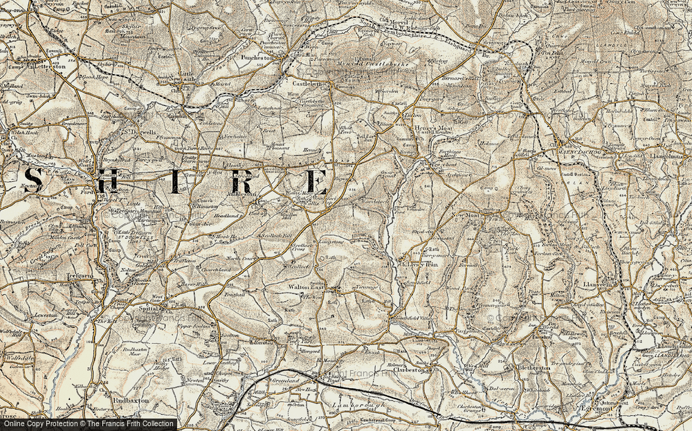 Old Map of Historic Map covering Woodstock Cross in 1901-1912