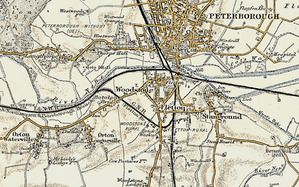 Old map of Woodston in 1901-1902