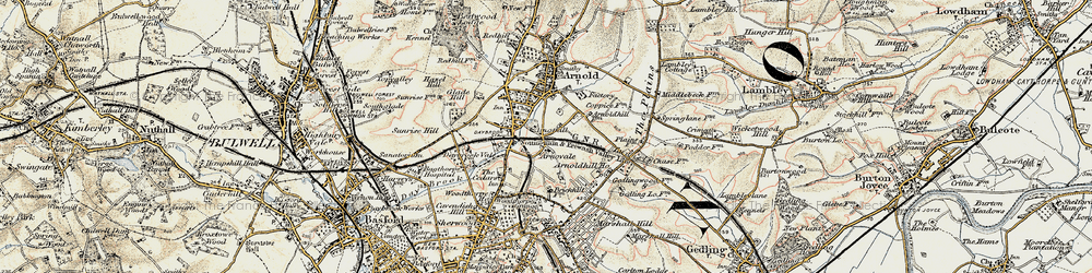 Old map of Woodthorpe in 1902-1903