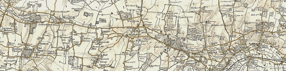 Old map of Woodton in 1901-1902