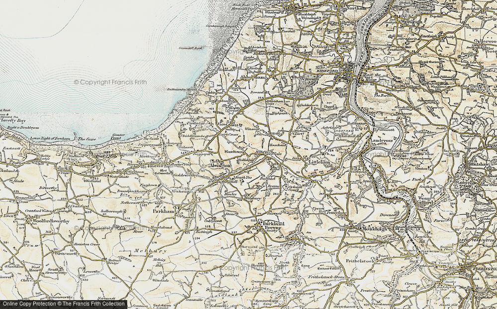 Old Map of Historic Map covering Winscott Barton in 1900