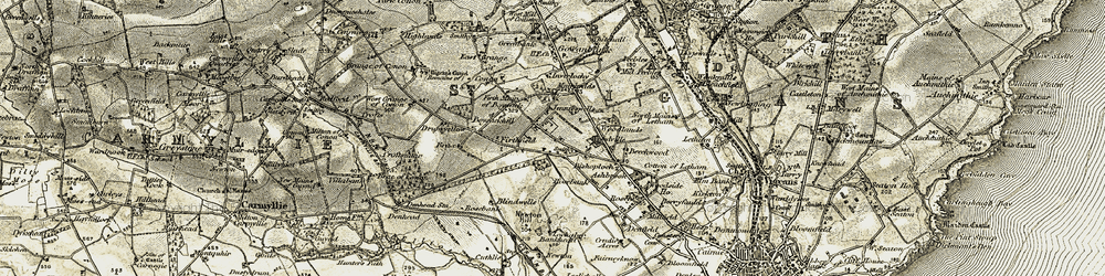 Old map of Woodville Feus in 1907-1908