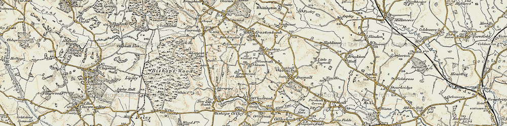 Old map of Woodwall Green in 1902