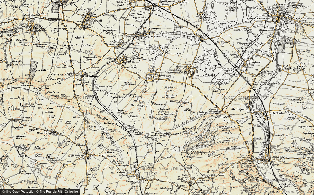 Old Map of Historic Map covering Ashton Upthorpe Downs in 1897-1900