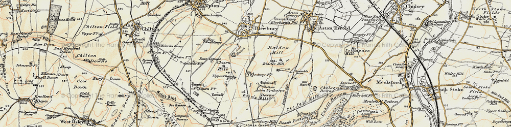 Old map of Ashton Upthorpe Downs in 1897-1900