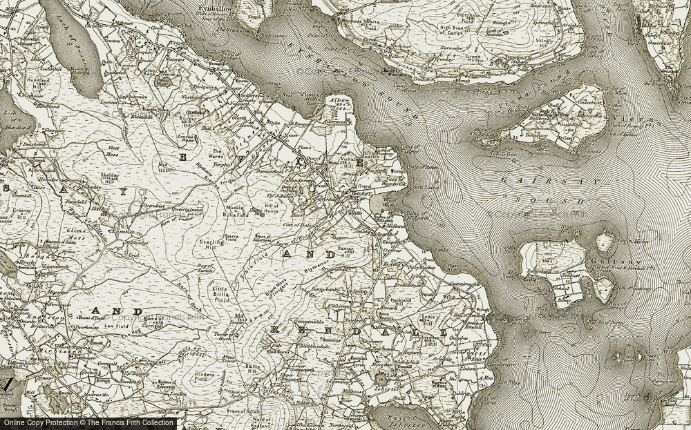 Old Map of Historic Map covering Arwick in 1911-1912