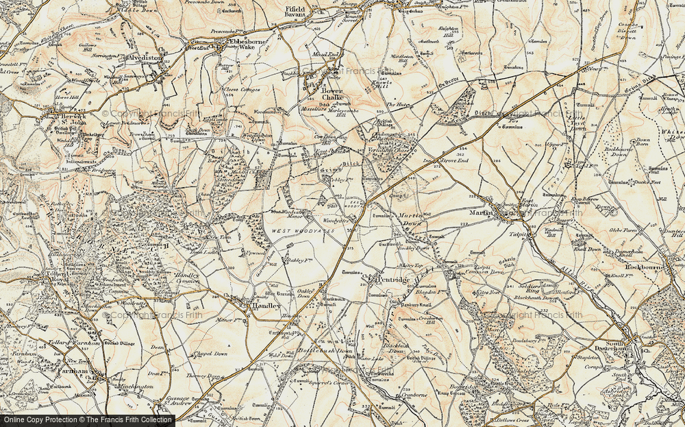 Old Map of Historic Map covering West Woodyates Manor in 1897-1909