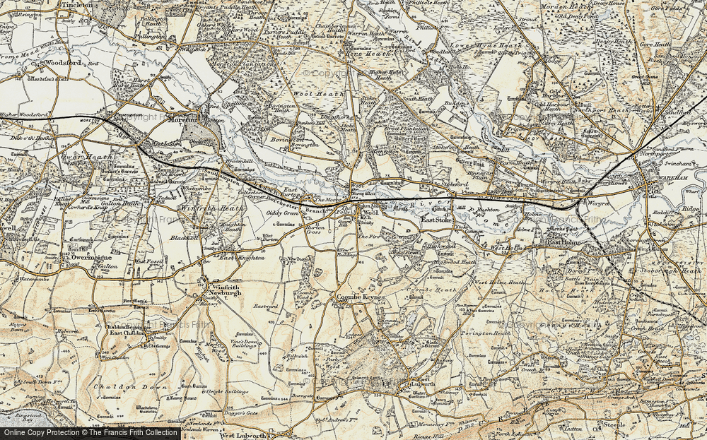 Old Map of Historic Map covering Bindon Abbey in 1899-1909