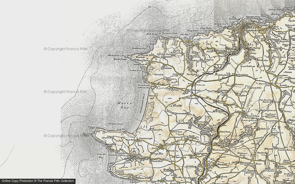 Old Map of Historic Map covering Woolacombe Down in 1900