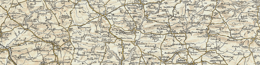 Old map of Woolfardisworthy in 1899-1900