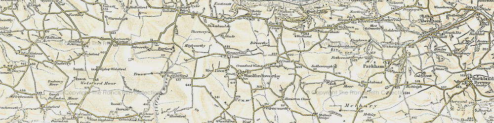 Old map of Woolfardisworthy in 1900