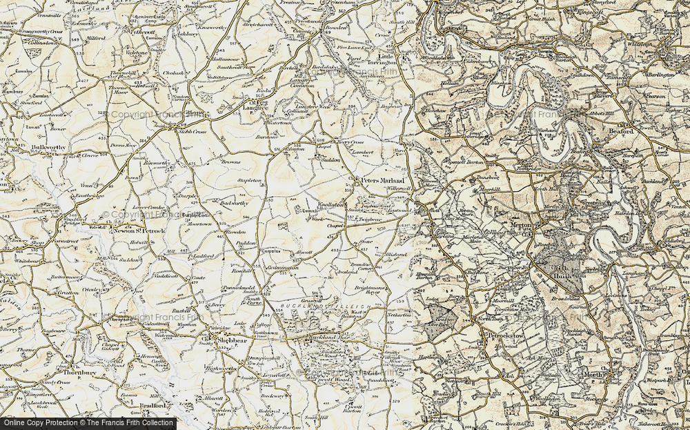 Old Map of Historic Map covering Awsland in 1900