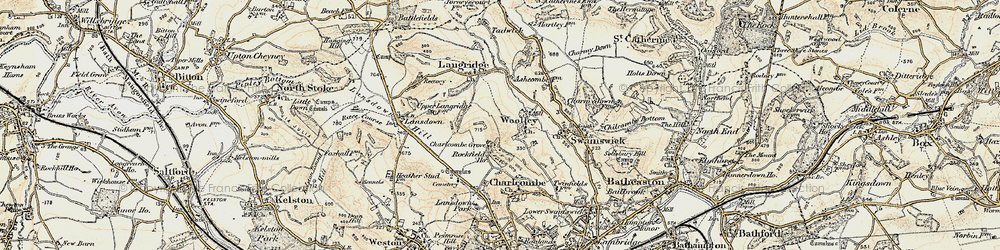 Old map of Woolley in 1899