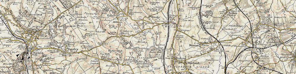 Old map of Woolley in 1902-1903