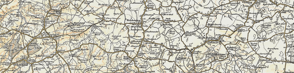 Old map of Woolpack Corner in 1897-1898