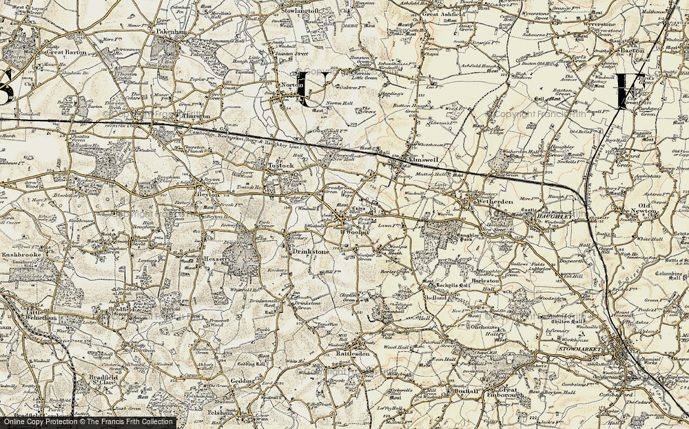 Old Map of Woolpit, 1899-1901 in 1899-1901