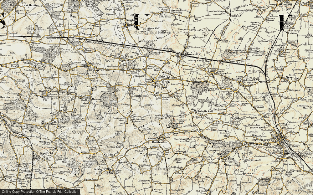 Old Map of Woolpit Green, 1899-1901 in 1899-1901