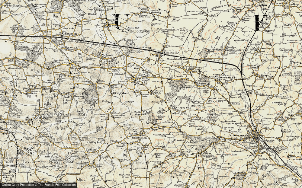 Old Map of Woolpit Heath, 1899-1901 in 1899-1901
