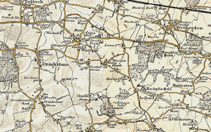Old map of Woolpit Heath in 1899-1901