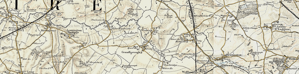 Old map of Woolscott in 1901