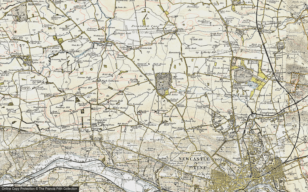 Old Map of Historic Map covering Bullock Steads in 1901-1903