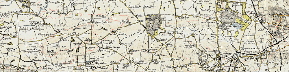 Old map of Woolsington Hall in 1901-1903