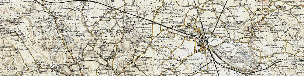 Old map of Woolstanwood in 1902-1903