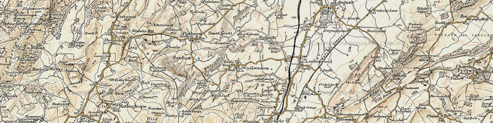 Old map of Woolstaston in 1902-1903