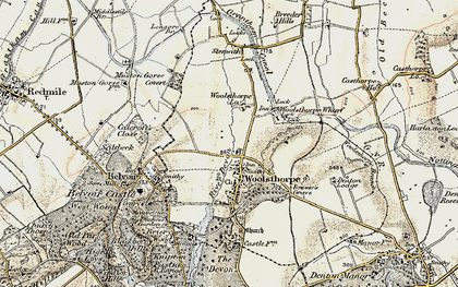 Old map of Woolsthorpe By Belvoir in 1902-1903