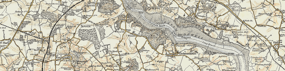 Old map of Woolverstone in 1898-1901