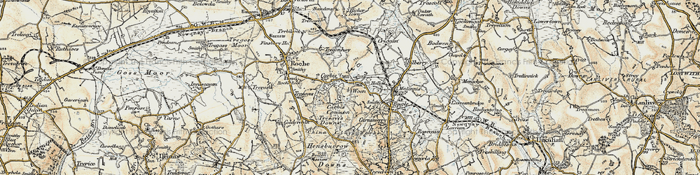 Old map of Woon in 1900
