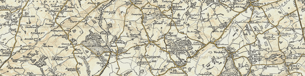 Old map of Woonton in 1900-1901