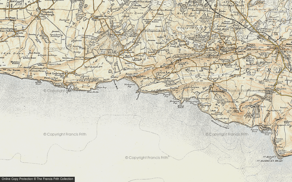 Old Map of Historic Map covering Worbarrow Tout in 1899-1909