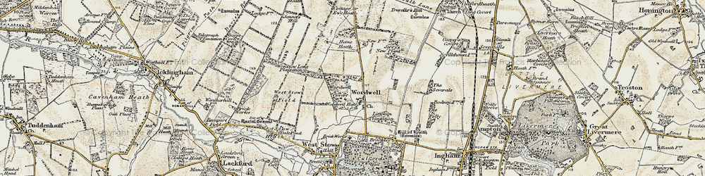Old map of Wordwell Covert in 1901