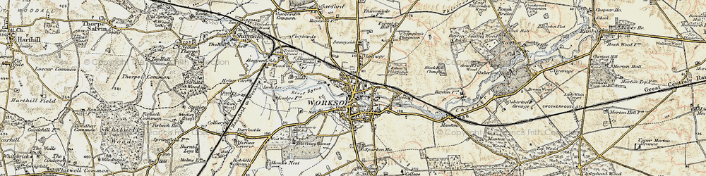 Old map of Worksop in 1902-1903