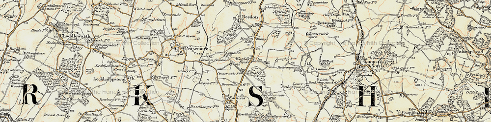 Old map of Beedon Common in 1897-1900