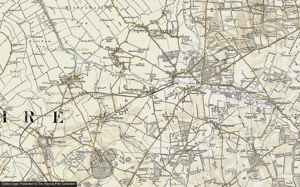 Old Map of Worlington, 1901 in 1901