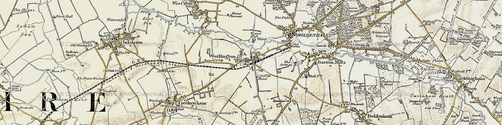 Old map of Worlington in 1901