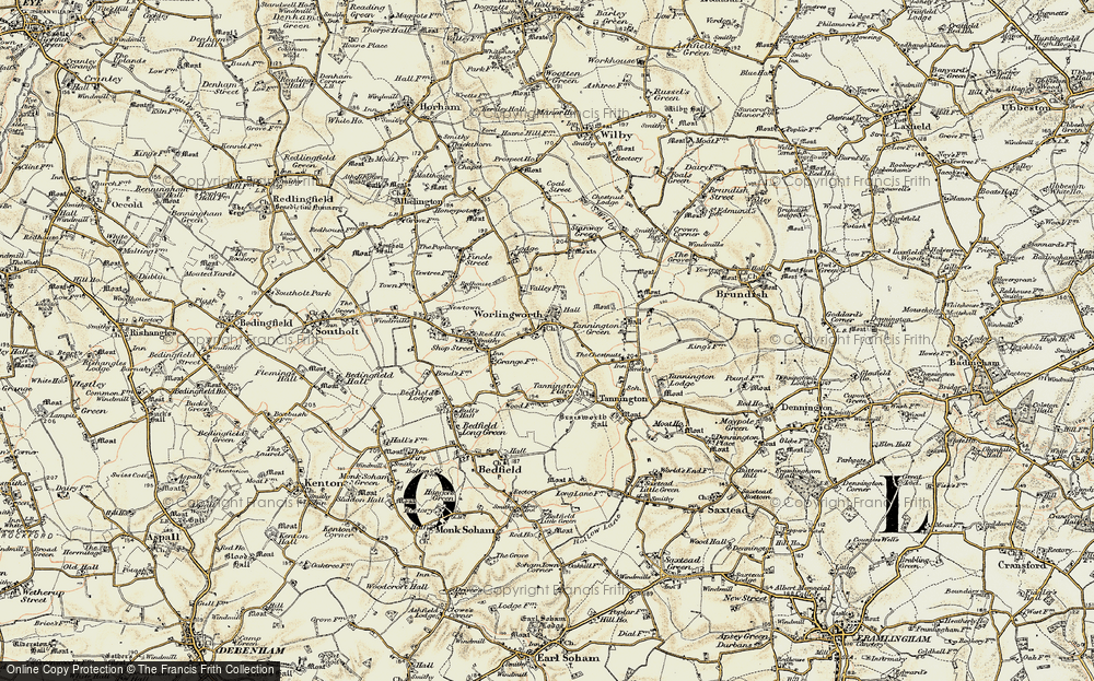 Old Map of Worlingworth, 1901 in 1901