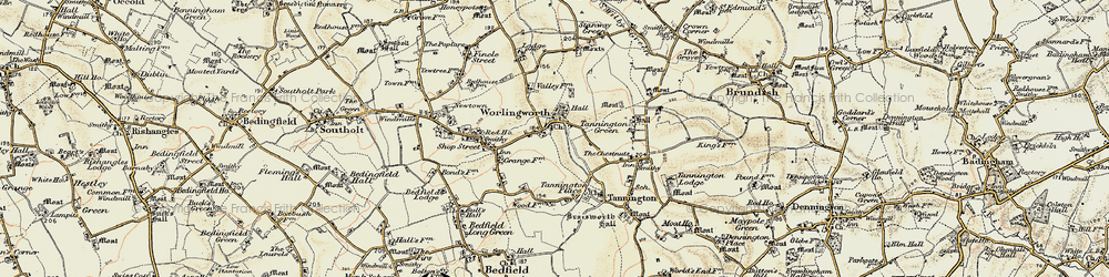 Old map of Worlingworth in 1901
